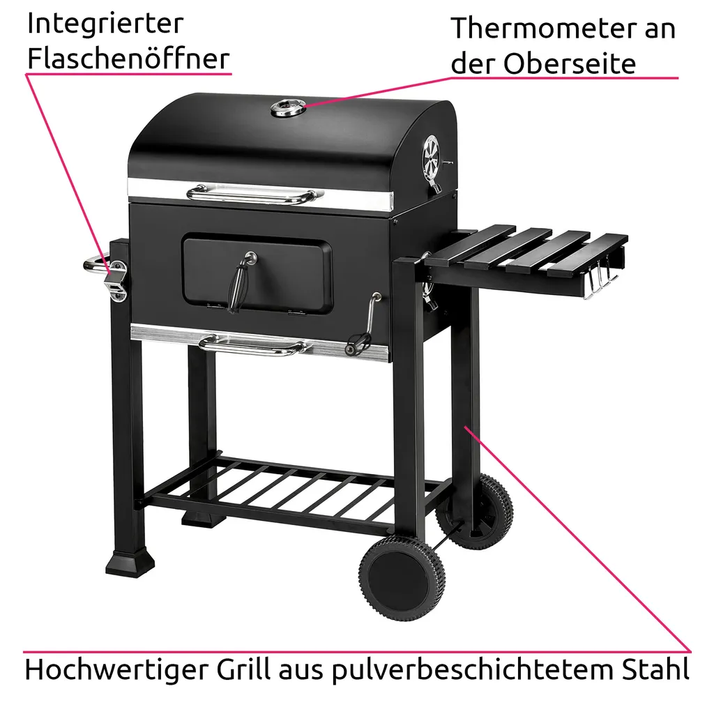 Tectake Holzkohlegrill Höhenverstellbar - Schwarz 3 Tectake Holzkohlegrill Höhenverstellbar - Schwarz