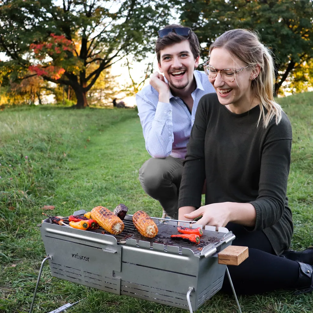 KNISTER Grill PREMIUM - Mobiler Holzkohlegrill Aus Edelstahl - GERMANY - 28-49x20cm 6 KNISTER Grill PREMIUM - Mobiler Holzkohlegrill Aus Edelstahl - GERMANY - 28-49x20cm – Bild 4