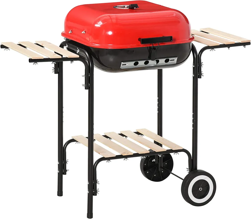 Outsunny Kohlegrill Grillwagen Grillstation Standgrill Mit Windschutz 3 X Ablagefach Metall Rot 98 X 49 X 81 Cm 3 Outsunny Kohlegrill Grillwagen Grillstation Standgrill Mit Windschutz 3 X Ablagefach Metall Rot 98 X 49 X 81 Cm