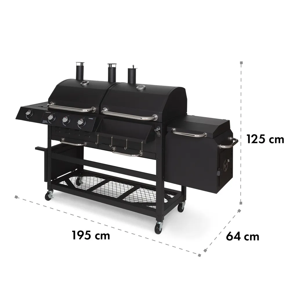 Klarstein Gasgrill Mit Smoker, Gasgrill Mit 4 Brenner, 13,5kW Edelstahl-Gasgrill, BBQ Gasgrill Für Balkon & Garten, Grill Für Gas & Kohle, Gasgrills Mit 4 Brenner & Thermometer 13 Klarstein Gasgrill Mit Smoker, Gasgrill Mit 4 Brenner, 13,5kW Edelstahl-Gasgrill, BBQ Gasgrill Für Balkon & Garten, Grill Für Gas & Kohle, Gasgrills Mit 4 Brenner & Thermometer – Bild 11