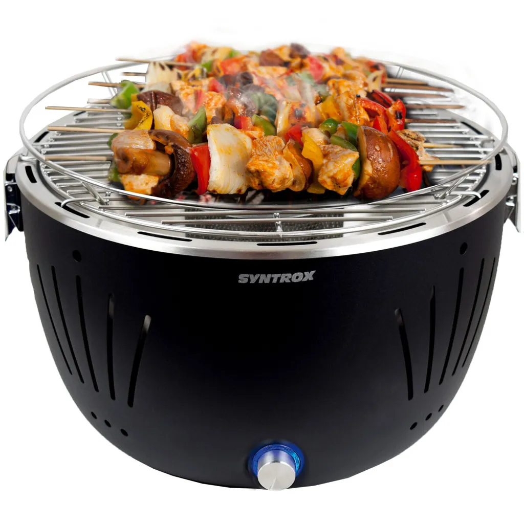 Raucharmer Holzkohlegrill Tischgrill Barbecue Mit Tasche Schwarz Rund "" 4 Raucharmer Holzkohlegrill Tischgrill Barbecue Mit Tasche Schwarz Rund "" – Bild 2