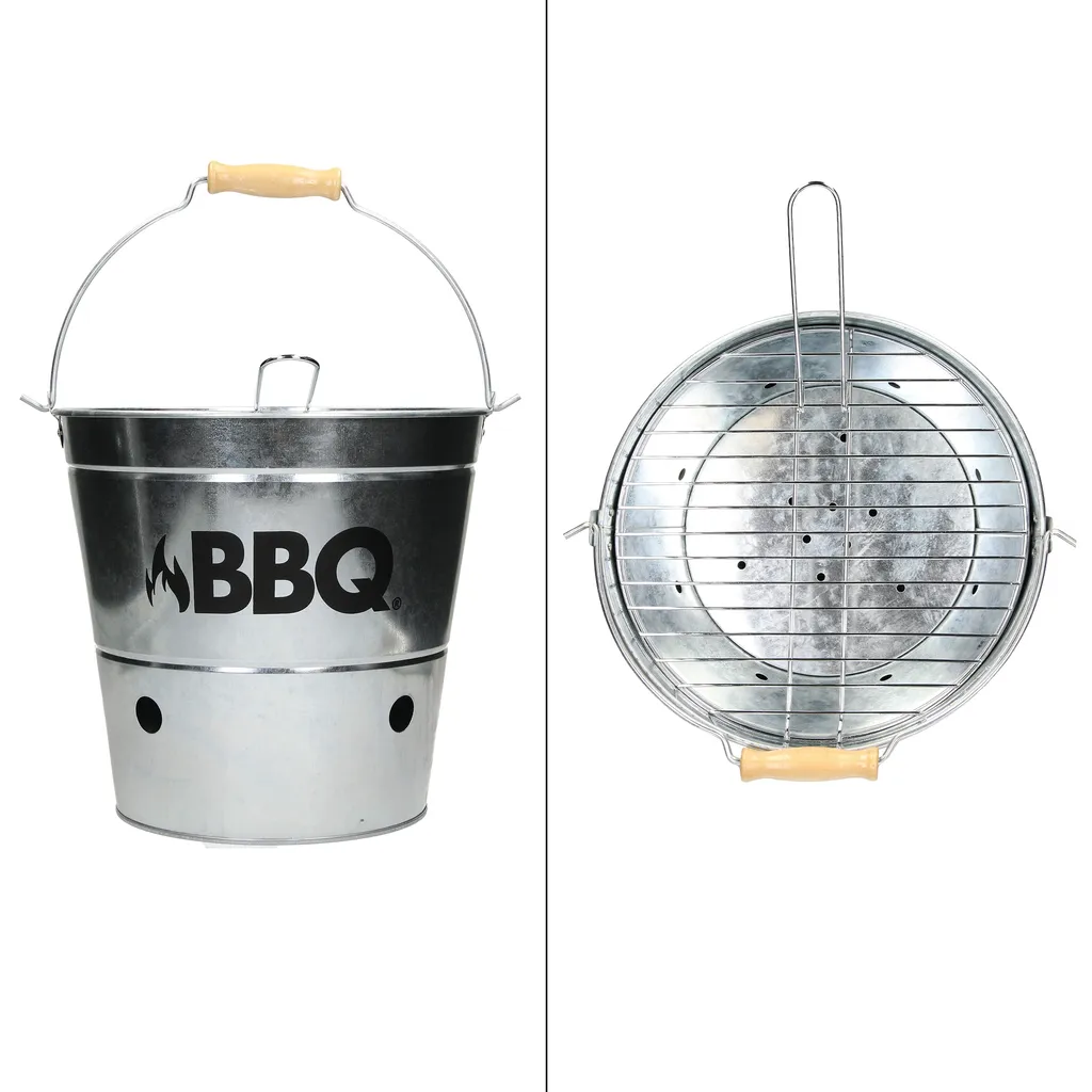 ECD Germany Grilleimer Ø 25cm Mit Grillrost Und Tragegriff, Eimergrill Aus Edelstahl In Silber, Minigrill Mit Belüftung, Campinggrill Holzkohlegrill BBQ Grill Picknickgrill Grillkübel Feuerkübel 4 ECD Germany Grilleimer Ø 25cm Mit Grillrost Und Tragegriff, Eimergrill Aus Edelstahl In Silber, Minigrill Mit Belüftung, Campinggrill Holzkohlegrill BBQ Grill Picknickgrill Grillkübel Feuerkübel – Bild 2