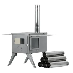 CampFeuer Edelstahl Zeltofen | 51,5 X 42 X 216 Cm | Zeltheizung Camping Ofen