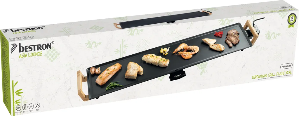 Bestron Elektrischer Tischgrill, XXXL Plancha-/Teppanyaki-Grillplatte Mit Antihaftbeschichtung, Grillspaß Für Bis Zu 10 Personen, Extra Lange Grillfläche, 2.000 Watt, Farbe: Schwarz 8 Bestron Elektrischer Tischgrill, XXXL Plancha-/Teppanyaki-Grillplatte Mit Antihaftbeschichtung, Grillspaß Für Bis Zu 10 Personen, Extra Lange Grillfläche, 2.000 Watt, Farbe: Schwarz – Bild 6