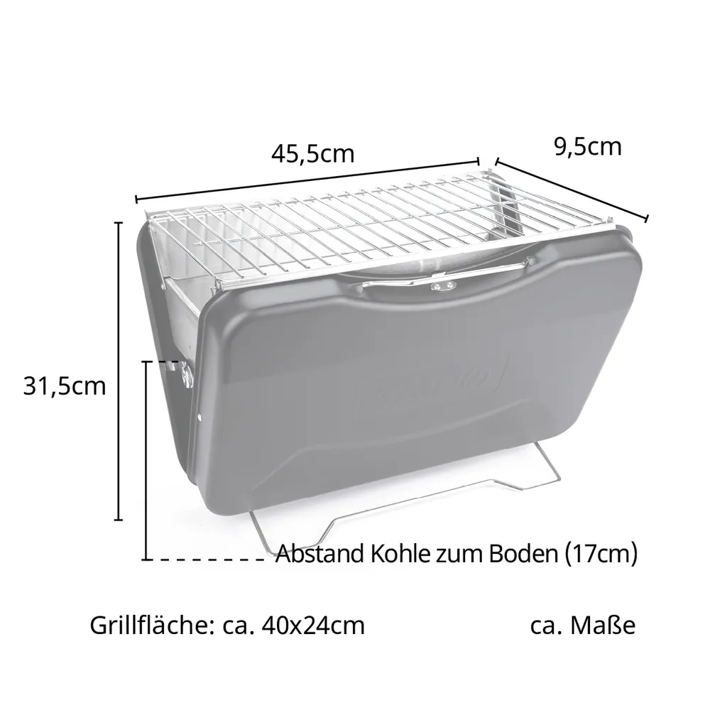 TAINO MOX Holzkohlegrill BBQ Koffergrill Camping-Grill Kohlegrill Retro-Stil Klappbar Griller Tragbar Mobil Rot 5 TAINO MOX Holzkohlegrill BBQ Koffergrill Camping-Grill Kohlegrill Retro-Stil Klappbar Griller Tragbar Mobil Rot – Bild 3