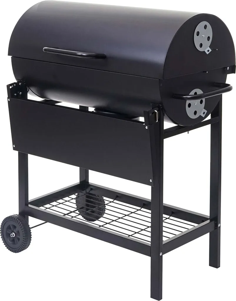 Grillwagen HWC-F70, Holzkohlegrill Standgrill Gartengrill Mit Deckel Ablage, Stahl 103x93x70cm Schwarz 4 Grillwagen HWC-F70, Holzkohlegrill Standgrill Gartengrill Mit Deckel Ablage, Stahl 103x93x70cm Schwarz – Bild 2