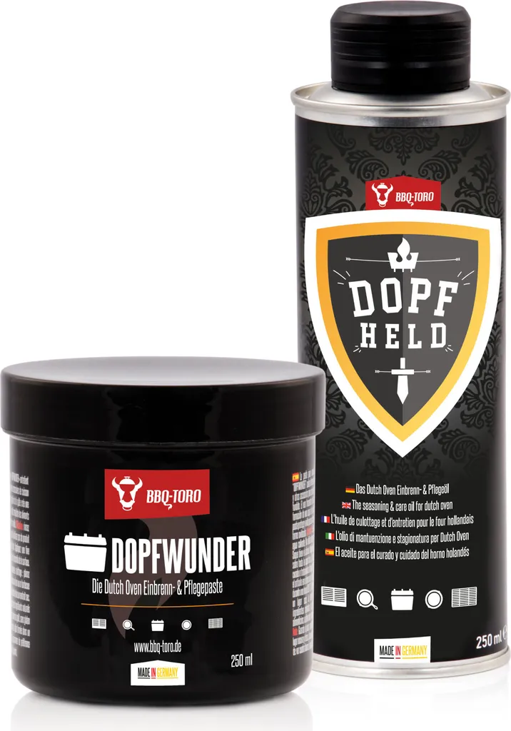 BBQ-Toro Dutch Oven Pflege Set | Mit DOPFWUNDER + DOPFHELD 3 BBQ-Toro Dutch Oven Pflege Set | Mit DOPFWUNDER + DOPFHELD