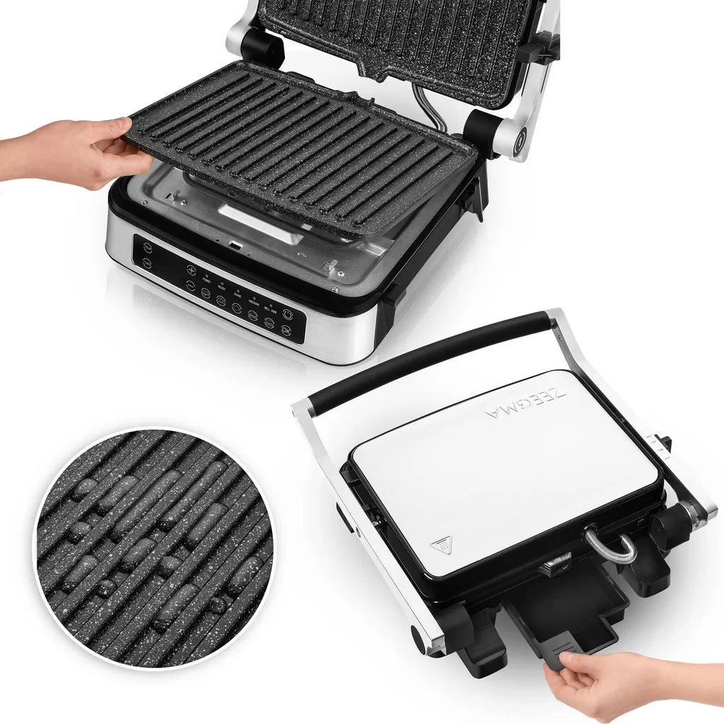 ZEEGMA Elektrischer Kontaktgrill Und Sandwichtoaster 2100W | Herausnehmbare Heizplatten, 2in1, 180 ° Klappbar, ILAG-Antihaftbeschichtung, Tropfschale, Akustische Benachrichtigungen, Timer, Die Möglichkeit Vom Waschen In Der Spülmaschine 8 ZEEGMA Elektrischer Kontaktgrill Und Sandwichtoaster 2100W | Herausnehmbare Heizplatten, 2in1, 180 ° Klappbar, ILAG-Antihaftbeschichtung, Tropfschale, Akustische Benachrichtigungen, Timer, Die Möglichkeit Vom Waschen In Der Spülmaschine – Bild 6