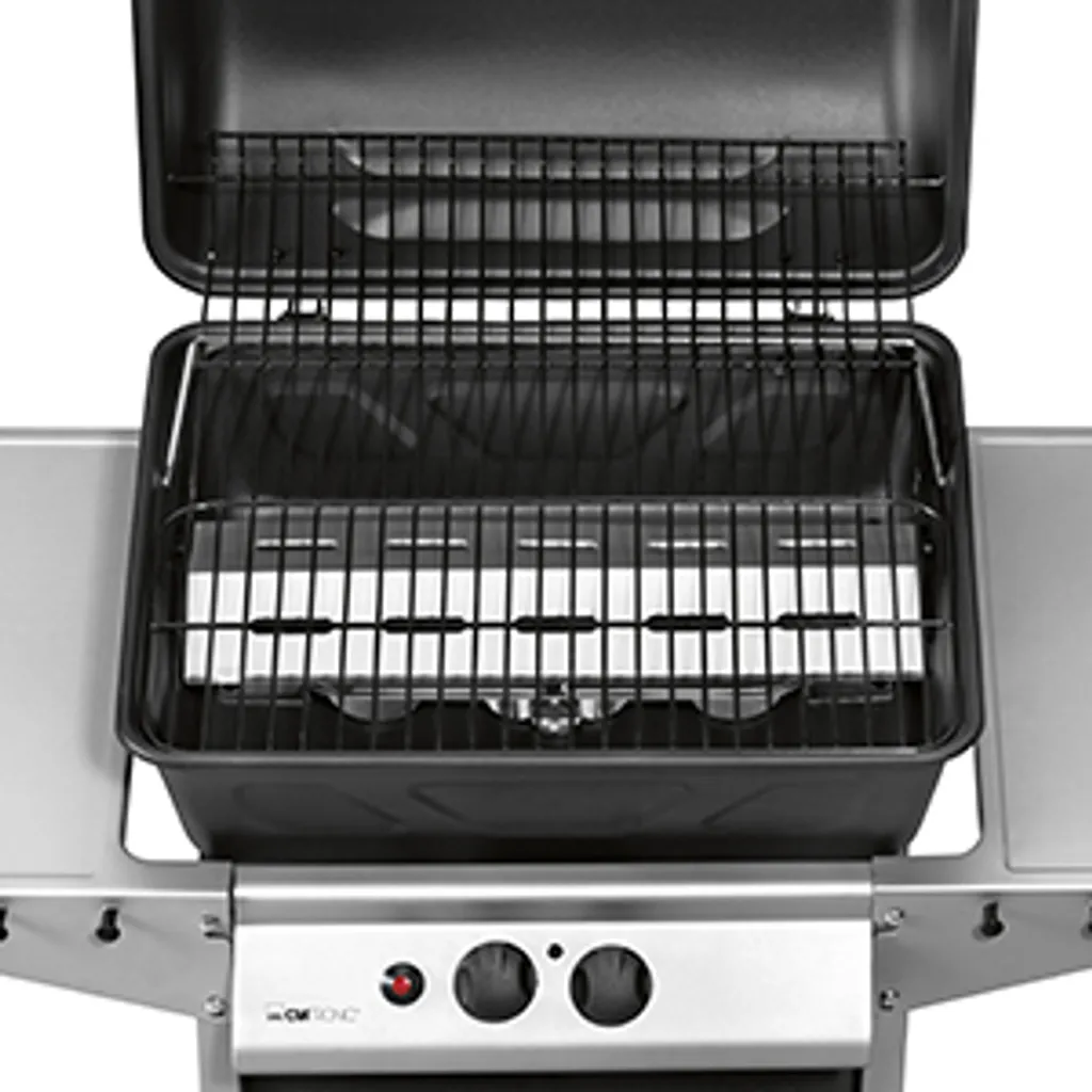 Clatronic GG 3590 Gasgrill 2 Brenner, 2 Heizzonen Für Individuelle Temperatursteuerung, Stufenlose Temperatureinstellung, Herausnehmbarer Fettauffangbehälter, Temperaturanzeige 9 Clatronic GG 3590 Gasgrill 2 Brenner, 2 Heizzonen Für Individuelle Temperatursteuerung, Stufenlose Temperatureinstellung, Herausnehmbarer Fettauffangbehälter, Temperaturanzeige – Bild 7