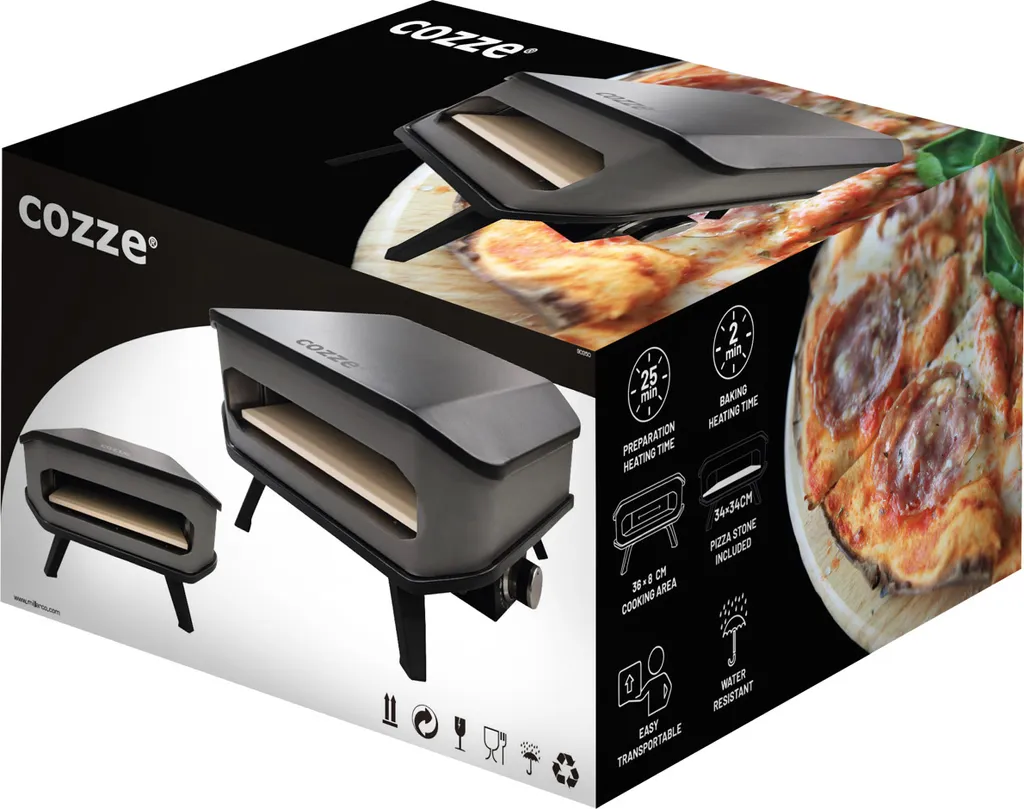 COZZE® 90348 Pizza-Gas-Ofen Profi Bis 400° Grad Mit 34x34 Cm Pizzastein - Tragbarer Pizzaofen Steinofen-Pizza Für Terrasse, Balkon Garten Camping 5 COZZE® 90348 Pizza-Gas-Ofen Profi Bis 400° Grad Mit 34x34 Cm Pizzastein - Tragbarer Pizzaofen Steinofen-Pizza Für Terrasse, Balkon Garten Camping – Bild 4