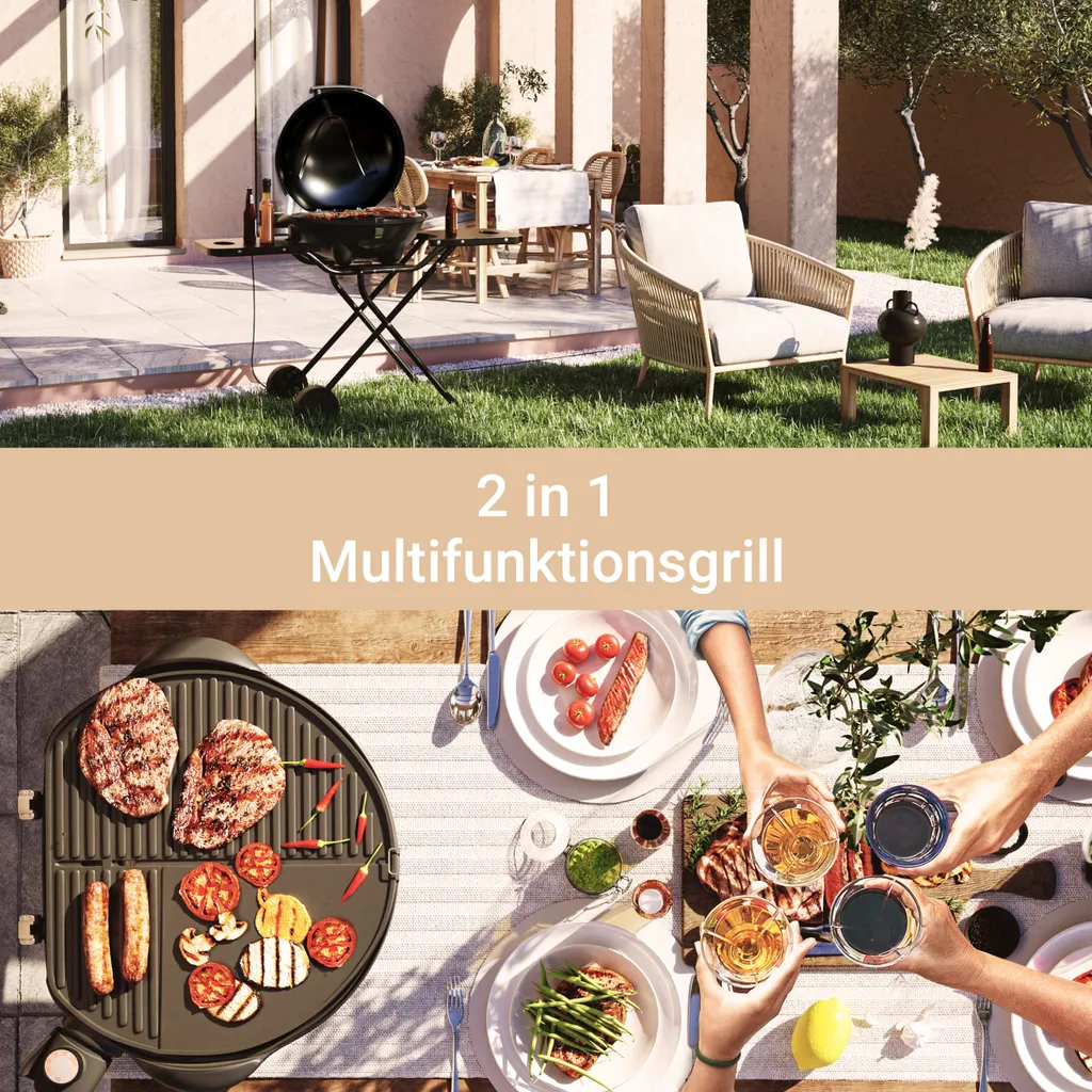 SUNTEC Elektrogrill BBQ-9295 Auch Als Tischgrill Geeignet | Grill Mit Abnehmbarem Deckel Und Regulierbaren Thermometer | Ideal Für Balkon, Garten, Outdoor Und Camping | Barbecue Für Mehrere Personen 4 SUNTEC Elektrogrill BBQ-9295 Auch Als Tischgrill Geeignet | Grill Mit Abnehmbarem Deckel Und Regulierbaren Thermometer | Ideal Für Balkon, Garten, Outdoor Und Camping | Barbecue Für Mehrere Personen – Bild 2