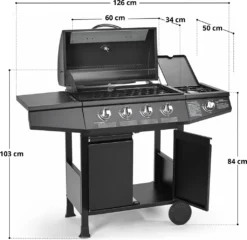 TAINO BASIC 4+1 Gasgrill Mit Seitenbrenner Gasgrill 4 Brenner BBQ Grillwagen Edelstahl-Brenner Schwarz -Tepro Verkäufe 2024 da277da9fd60d73f78ce26c13036bd4a