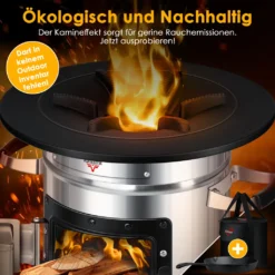 KESSER® Raketenofen Inkl. Grillpfanne Aus Gusseisen Mit Tragetasche Dutch Oven BBQ Rakete Holzofen Camping Campingkocher Campinggrill, Edelstahl, Farbe:Silber -Tepro Verkäufe 2024 dbe47f6f574dad7de0f6d86eae445258