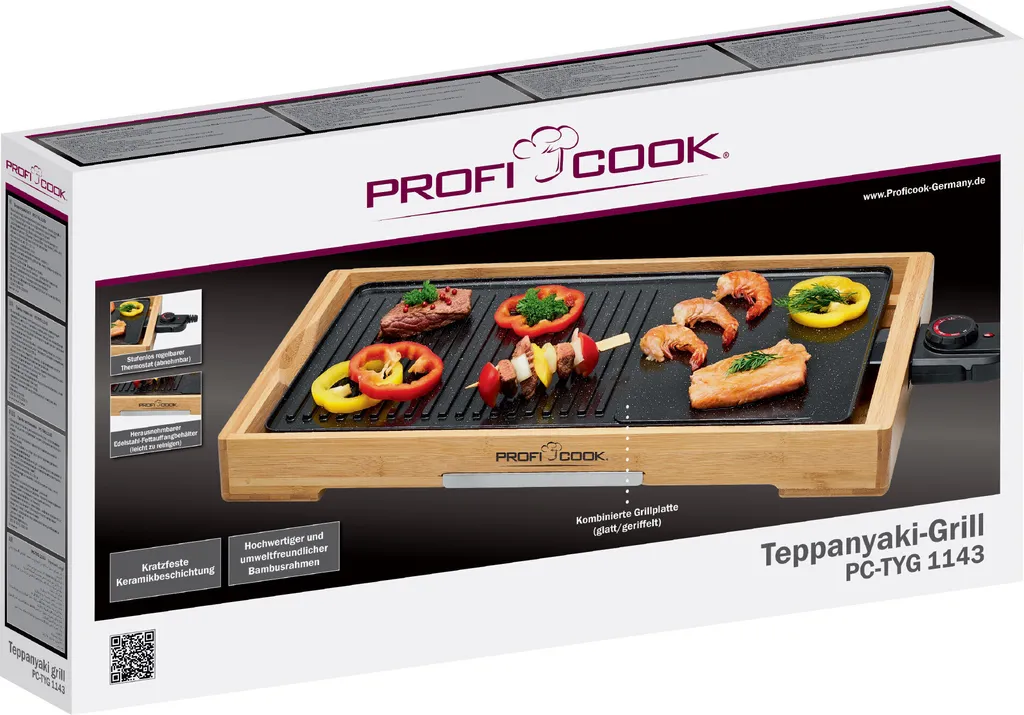 ProfiCook Teppanyaki-Grill PC-TYG 1143 Mit UmweltfreundlichemBambusrahmen 11 ProfiCook Teppanyaki-Grill PC-TYG 1143 Mit UmweltfreundlichemBambusrahmen – Bild 9