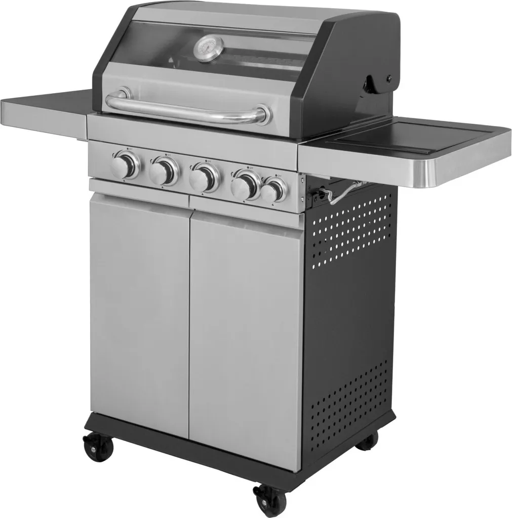 El Fuego Edelstahl Gasgrill Sunset Beach 4+1 Brenner, Grillrost U Grillplatte Gusseisern, Linkes Seitenteil Abklappbar 3 El Fuego Edelstahl Gasgrill Sunset Beach 4+1 Brenner, Grillrost U Grillplatte Gusseisern, Linkes Seitenteil Abklappbar
