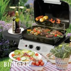 BIGHORN Gasgrill 2 Brenner Mit Seitenablage, Grillwagen Mit Räder, Warmhalte- Und Grillrost -Tepro Verkäufe 2024 df661ef207a008e6b8b2f181503fd760