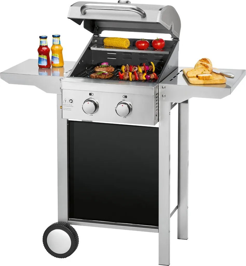ProfiCook Gasgrill, Mit Klappbaren Seitentischen, 2 Edelstahlbrenner, Stufenlose Temperatursteuerung, Inkl. Temperaturanzeige, Balkon-Grill, Grillfläche: 43 X 39 Cm, PC-GG 1255 3 ProfiCook Gasgrill, Mit Klappbaren Seitentischen, 2 Edelstahlbrenner, Stufenlose Temperatursteuerung, Inkl. Temperaturanzeige, Balkon-Grill, Grillfläche: 43 X 39 Cm, PC-GG 1255