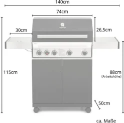 TAINO Black 4+1 Gasgrill Inkl. Zubehör Edelstahl Sear-Burner Power-Zone Keramik-Brenner BBQ Grillwagen Gusseisen Seitenkocher Piezozündung -Tepro Verkäufe 2024 e5ec2e29adeaed0b31b7d6c96528c608
