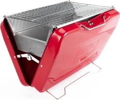 TAINO MOX Holzkohlegrill BBQ Koffergrill Camping-Grill Kohlegrill Retro-Stil Klappbar Griller Tragbar Mobil Rot