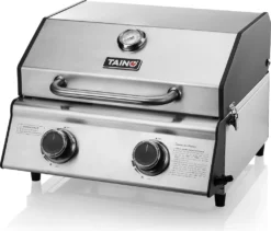 TAINO COMPACT 2.0 S Tischgrill 2 Brenner Gasgrill Edelstahl Kompakt Camping BBQ…