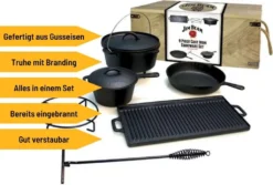 Jim Beam Pfannen-Schmortopf-Set Gusseisernes Koch-Set Dutch Oven Set 9-teilig. In Holztruhe -Tepro Verkäufe 2024 e7cd20a5497cd7fe7bc3e988fd9602de
