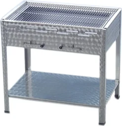 Holzkohlegrill Grill Kohlegrill Aus Hochwertigem Edelstahl 65x53x80 Cm Grillrost Verchromt Entnehmbarer Kohlekasten Grillfläche 59,5x47 Cm