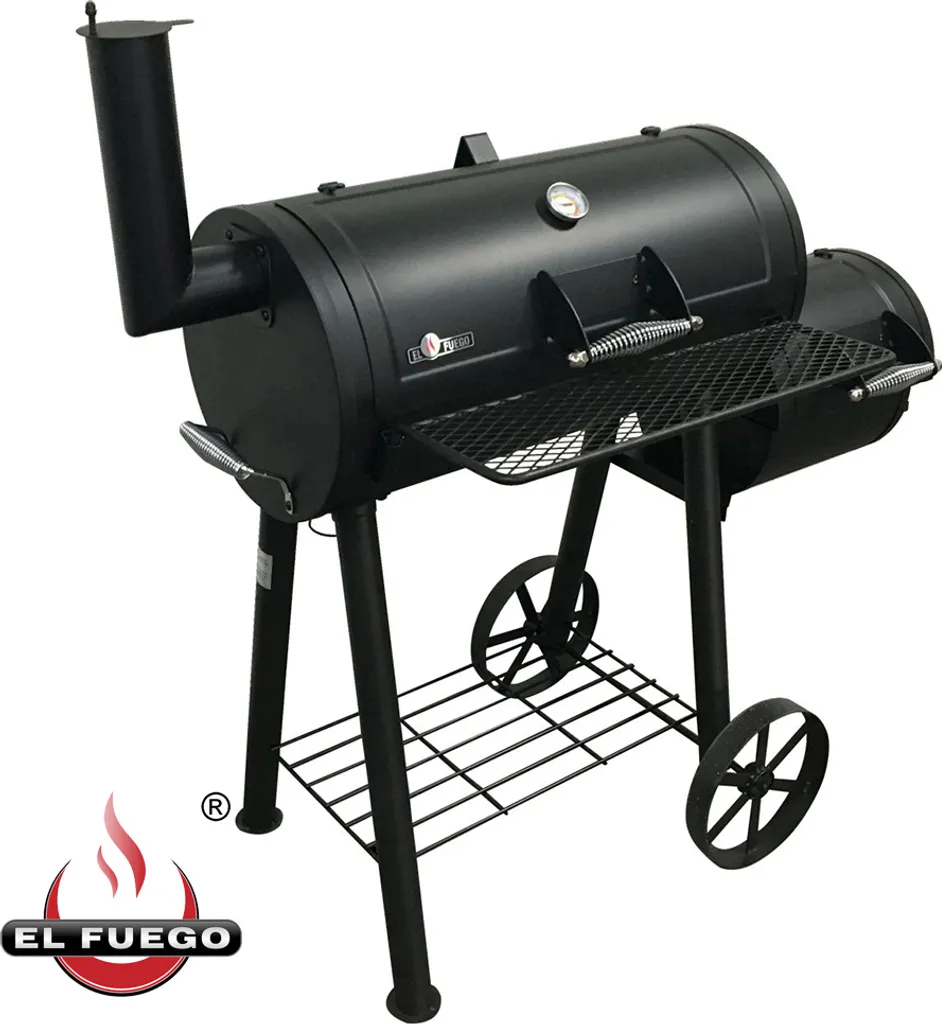 EL FUEGO Smoker Holzkohlegrill EDMONTON Grill Grillwagen Räuchern Fahrbar NEU 10 EL FUEGO Smoker Holzkohlegrill EDMONTON Grill Grillwagen Räuchern Fahrbar NEU – Bild 8
