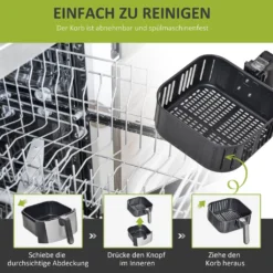 HOMCOM Luftfritteuse Frittierkorb 5L 1700W Heißluftfritteuse Zum Frittieren Grillen Braten Backen Ohne Fett PP Aluminium Silber+Schwarz 38,5 X 30,7 X 33,1 Cm -Tepro Verkäufe 2024 f0d325fd88c20f8f8a6544ac4cfd1ec6