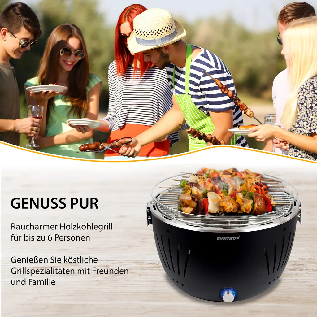 Raucharmer Holzkohlegrill Tischgrill Barbecue Mit Tasche Schwarz Rund "" 20 Raucharmer Holzkohlegrill Tischgrill Barbecue Mit Tasche Schwarz Rund "" – Bild 18