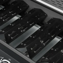 Juskys BBQ Gasgrill Dakota – Grillwagen Mit 5 Brenner 18 KW - Barbecue Grill Inkl. Deckel, Warmhalterost, Seitenablagen, Thermometer & Abdeckplane -Tepro Verkäufe 2024 f26e22779699cbd4b6df7317a85491ee