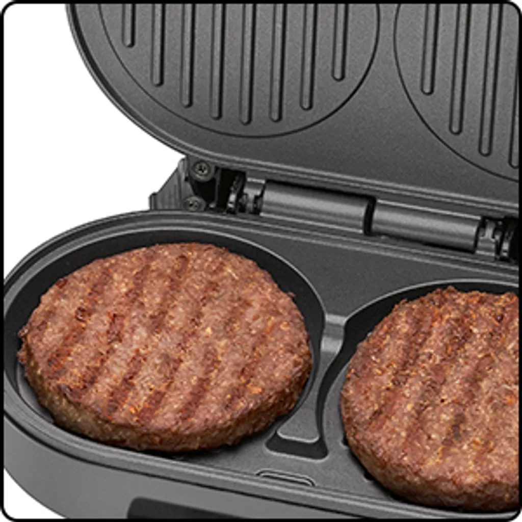 Clatronic HBM 3696 Hamburger-Grill, 2 Große Grillflächen, 2 Kontrollleuchten, Herausnehmbarer Fettauffangbehälter, 1.000 Watt 10 Clatronic HBM 3696 Hamburger-Grill, 2 Große Grillflächen, 2 Kontrollleuchten, Herausnehmbarer Fettauffangbehälter, 1.000 Watt – Bild 8
