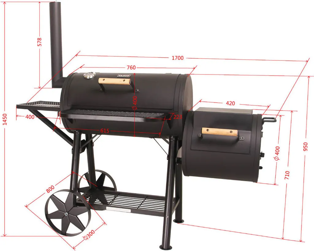 TAINO YUMA Smoker 90kg Set Mit Abdeckhaube Holzkohle-Grill BBQ Räucherofen 6 TAINO YUMA Smoker 90kg Set Mit Abdeckhaube Holzkohle-Grill BBQ Räucherofen – Bild 4