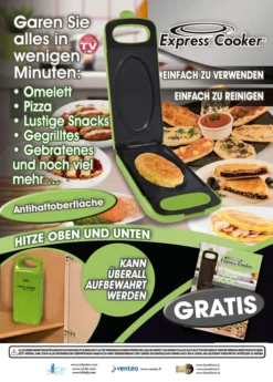 Express Cooker® Multi-Grill Mit Wendefunktion, 3 In1-Toasten-Backen-Braten, Anti-Haft Beschichtung, 800 Watt, Grün - Original Aus Der TV Werbung 19 Express Cooker® Multi-Grill Mit Wendefunktion, 3 In1-Toasten-Backen-Braten, Anti-Haft Beschichtung, 800 Watt, Grün - Original Aus Der TV Werbung -Tepro Verkäufe 2024 f8fa82591fee8747e9fb0d9308834a1d