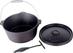 El Fuego Gusseisen-Grilltopf Dutch Oven Ø 29,7 X 10 Cm, 5,6 Liter, Mit 3 Standfüßen