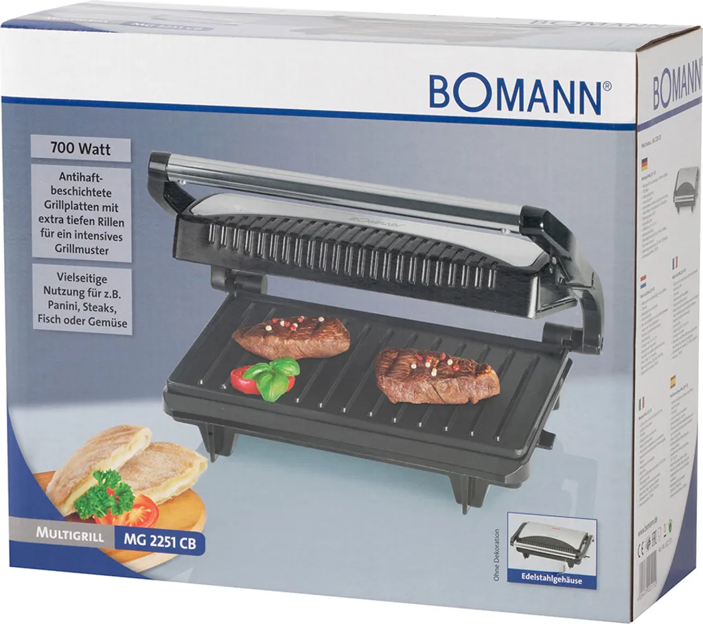BOMANN Multigrill MG 2251 CB Schwarz/inox Kontaktgrill Antihaftbeschichtet 700W 8 BOMANN Multigrill MG 2251 CB Schwarz/inox Kontaktgrill Antihaftbeschichtet 700W – Bild 6