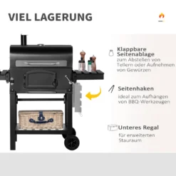 HOMCOM Outsunny Holzkohlegrill BBQ Gartengrill Mit Deckel Und Ablagen Metall Smoker BBQ Warmhalteplatte Regale Gartenparty Transportrollen Schwarz 124 X 66 X 112 Cm 17 HOMCOM Outsunny Holzkohlegrill BBQ Gartengrill Mit Deckel Und Ablagen Metall Smoker BBQ Warmhalteplatte Regale Gartenparty Transportrollen Schwarz 124 X 66 X 112 Cm -Tepro Verkäufe 2024 fc3e3cdf32e952fed8a494de14a3391b
