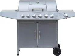 El Fuego Gasgrill / Grillwagen Dayton 6+1 Silber Grillfläche 69x35cm