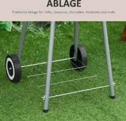 Outsunny Holzkohlegrill Grillwagen Kugelgrill Auf Rollen Ablage Mit Deckel BBQ Metall Rot 46 X 52,5 X 76cm -Tepro Verkäufe 2024 fe1400475b59834168cd17cf8e1298e6